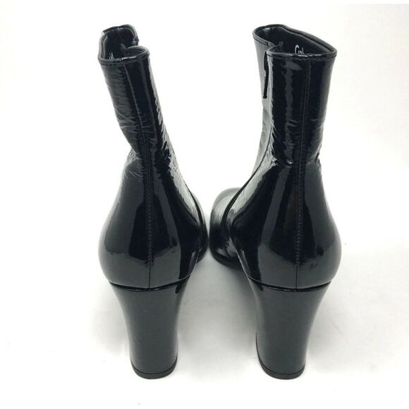GABOR Ankle Boot Black Crinkle Patent Leather Side Zip Heel Womens SIZE US 9.5 - Picture 2 of 7